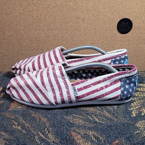 TOMS Women's American Flag Slip Ons- Size 7 - Picture 1 of 7
